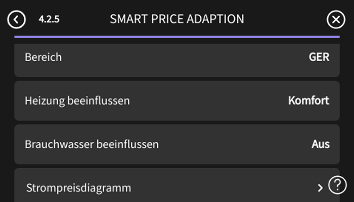 NIBE Smart Price Adaption Menü